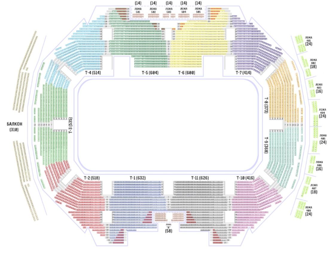 Юбилейный спортивный комплекс санкт петербург схема зала с номерами мест